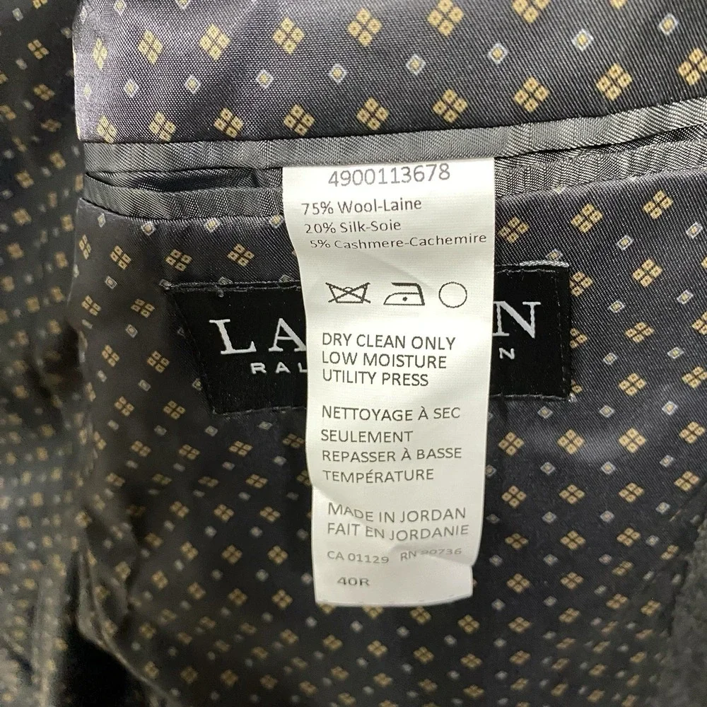 Ralph Lauren Black Label Mens Jordan Wool/silk Solid gray Sportcoat Blazer 40R